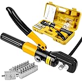 YUZES Hydraulic Crimping Tool 10 Tons, 12 AWG to 2/0 Battery Cable Crimper Tool with 9 Dies, Easy to Operate Hydraulic Wire C