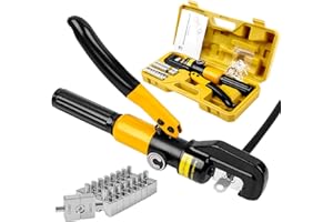 YUZES Hydraulic Crimping Tool 10 Tons, 12 AWG to 2/0 Battery Cable Crimper Tool with 9 Dies, Easy to Operate Hydraulic Wire Crimping Tool Kit for Wire Rope, Battery Cable Ends Ring Terminals
