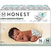 The Honest Company Comfort Dry Disposable Diapers Plant-Based Sustainable Above It All and Pandas Club Box Size Newborn 76 Count