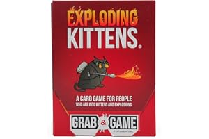 EXPLODING KITTENS LLC Exploding Kittens Grab & Game - Compact Travel-Sized Card Game for 2-4 Players, Ages 7+, Quick 10-Minute Gameplay - Perfect for Families, Parties, Kids, Adults, and On-The-Go Fun