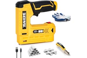 YEAHOME Electric Staple Gun, 2 in 1 Light Duty Cordless Staple Gun for Upholstery with 2000 Staples & Nails, 3.7V Brad Nailer Kit with USB Charger & Staple Remover for Wood, Carpentry, Crafts, DIY