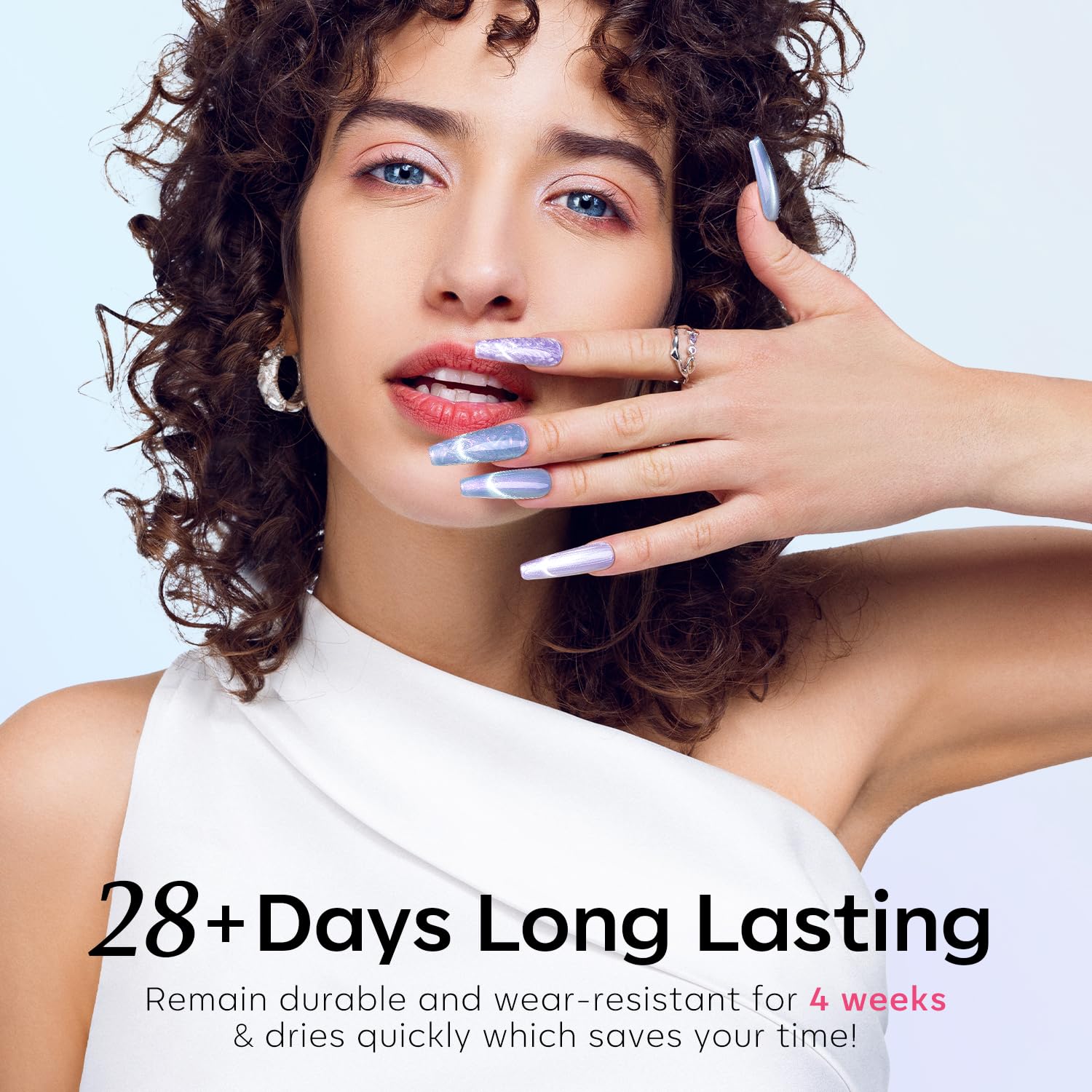 Modelones Pearl Gel Nail Polish, 6 Colors Shimmer Cat Eye Magnetic Nail Drawing Set with Magnet, Iridescent Mermaid Swirl Shell Thread Purple Pink Blue Glitter, Summer DIY Manicure Gift for Women Girl - Image 4