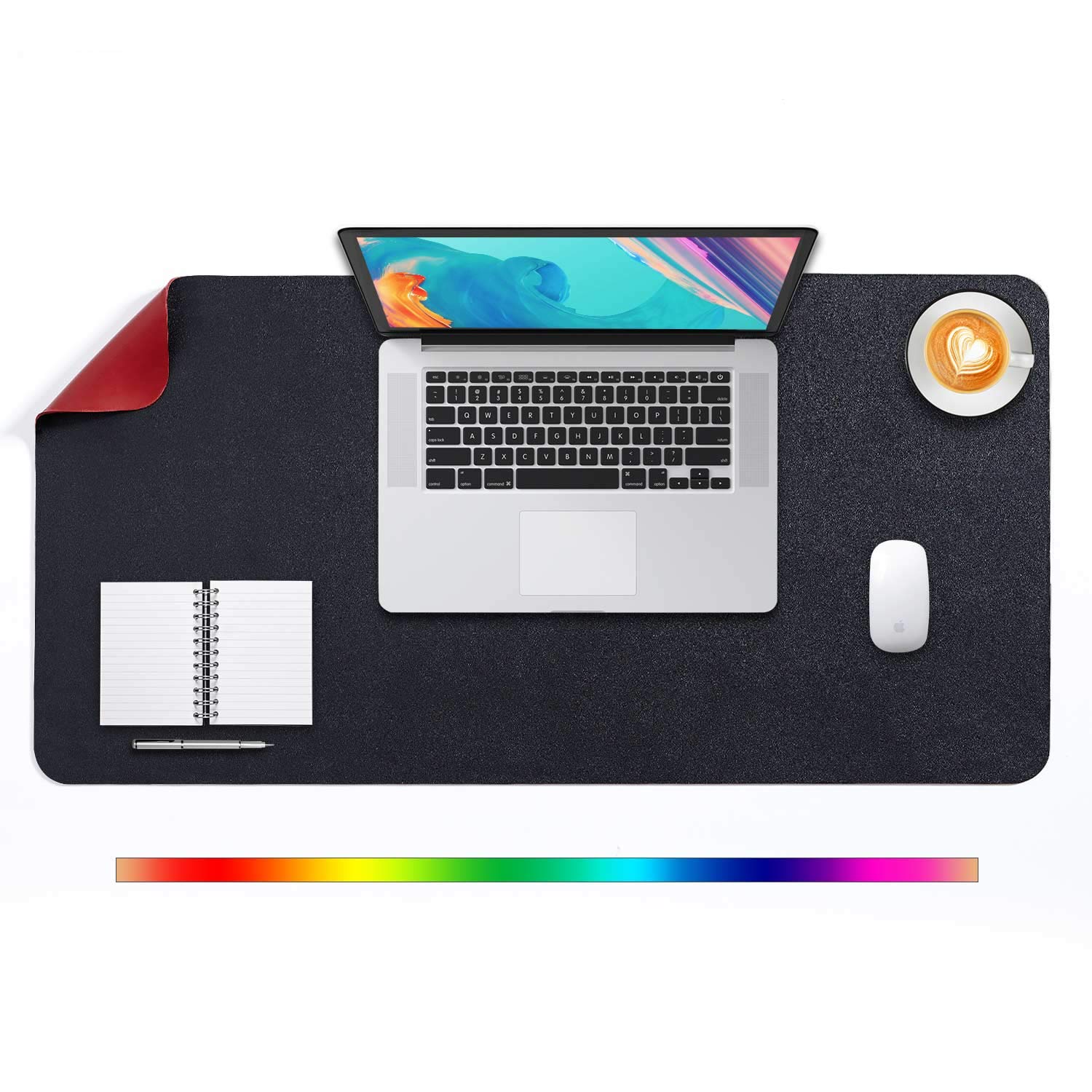 Desk Pad Large, Desk Mat, Extended Mouse Mat, Mouse Pad XL, Desk Blotter, DOBAOJIA Laptop Pad Writing Pad for Office/Home, Dual-Side Use PU Leather Waterproof 31.5" X 15.7" (Black/Red)