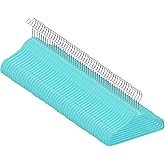 Kids Velvet Hangers, Sturdy and Space Saving Hangers. Blue (Aque). 50 Pack
