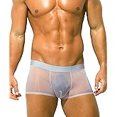 PAIZH Mens Sexy See Through Boxers Ice Silk Sheer Underwear Trunks Stretch Ultra Thin Bulge Pouch Boxer Briefs
