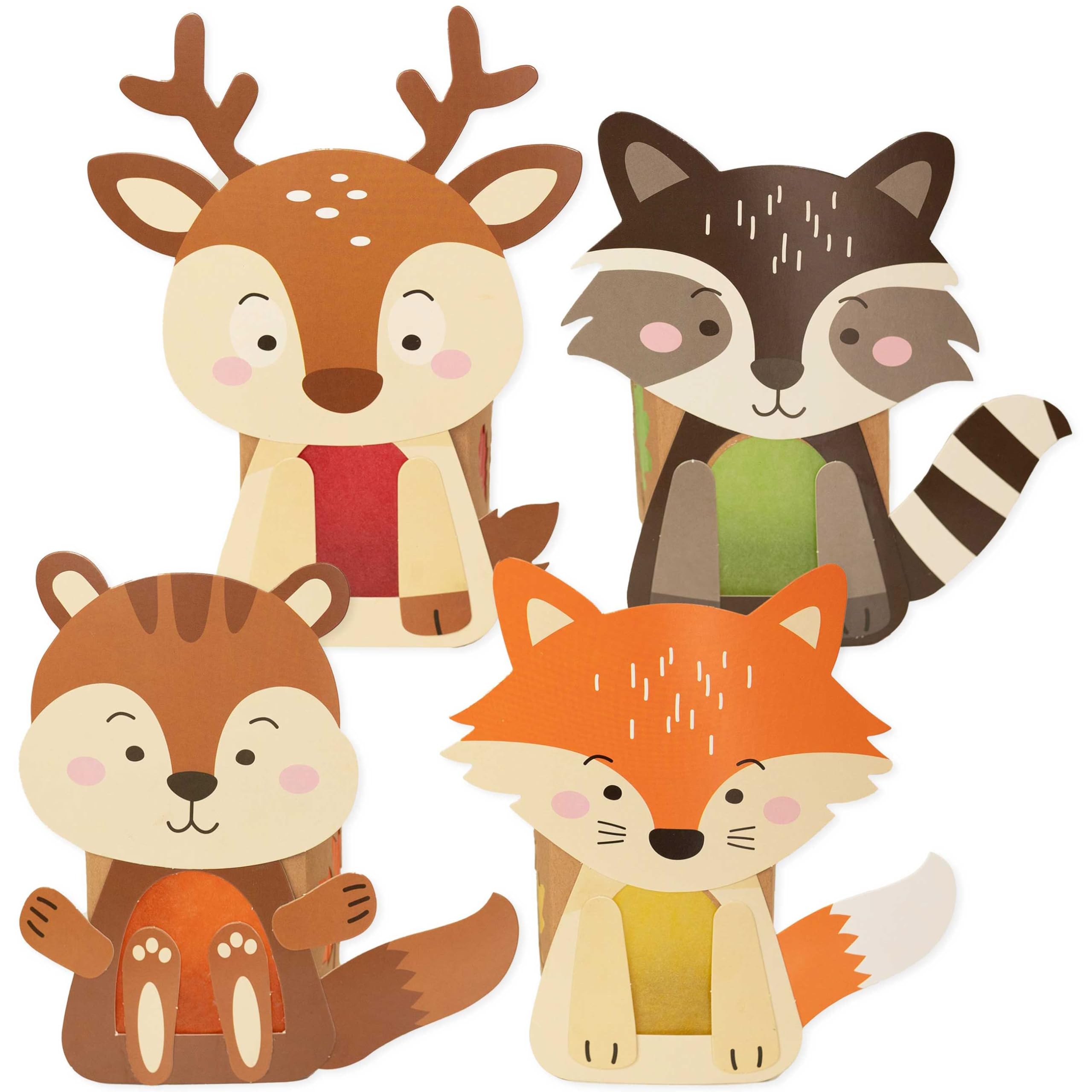 Papierdrachen 8 Lanterns for Crafts for Children - Reindeer, Raccoon, Fox, Squirrel - Tea Light Holder - Craft Set Autumn Set 1