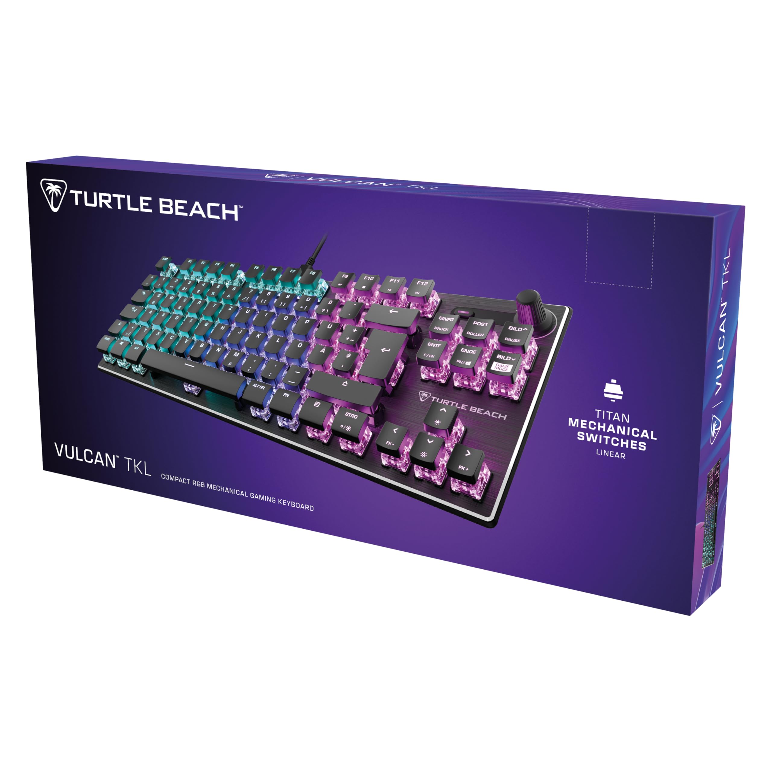 Turtle Beach Vulcan TKL – mechanische Titan Switch PC-Gaming-Tastatur mit AIMO RGB-Beleuchtung und eloxierter Aluminium-Abdeckplatte 8