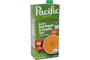 Pacific Foods Light in Sodium Organic Roasted Red Pepper and Tomato Soup, 32 oz Carton