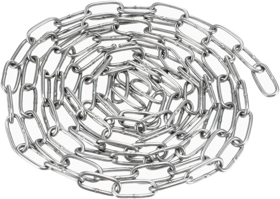 sourcing map Stainless Steel 304 Hardened Proof Coil Chain 1m Length 1.2mm Thickness Zinc Plated, 1 Meters