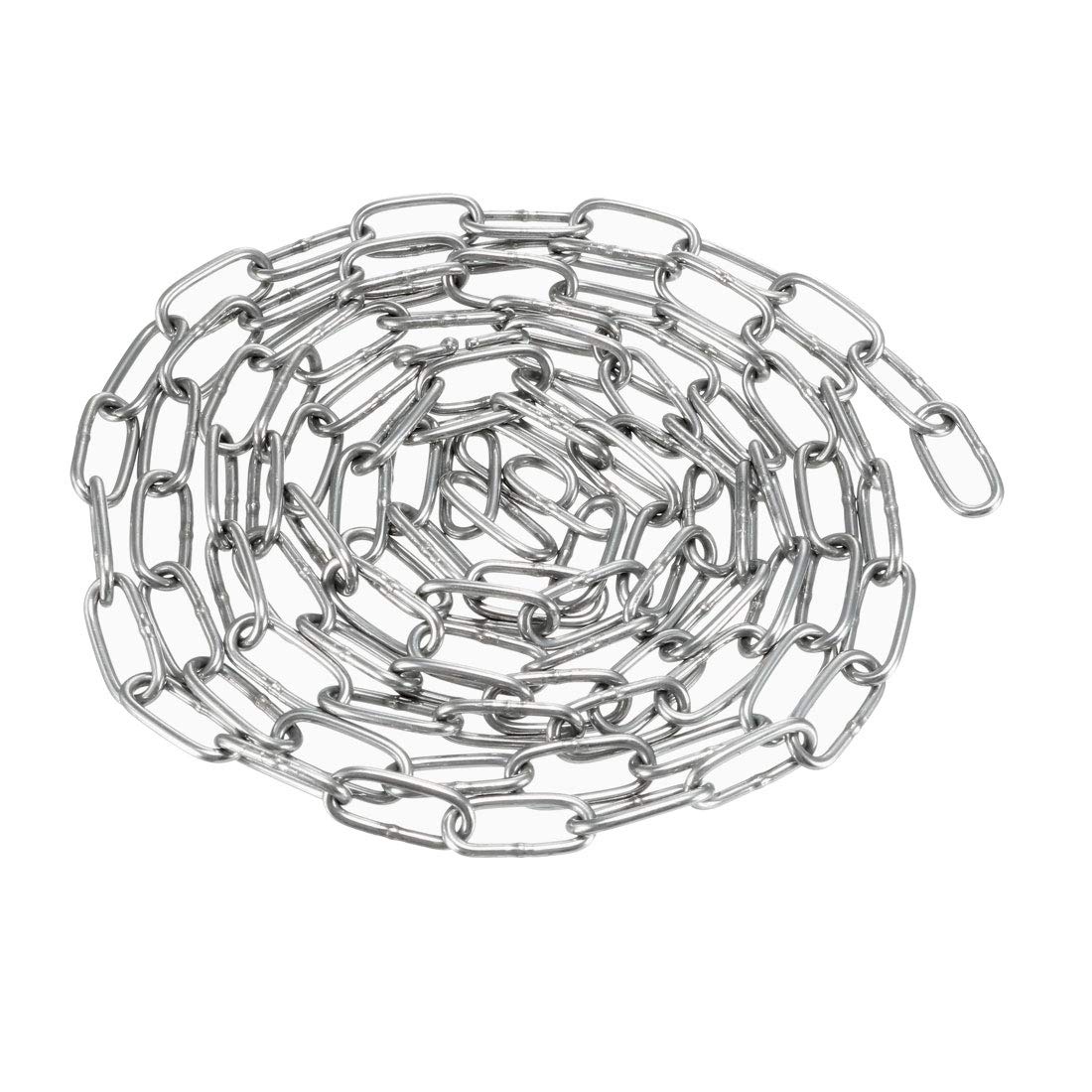 sourcing map Stainless Steel 304 Hardened Proof Coil Chain 1m Length 1.2mm Thickness Zinc Plated