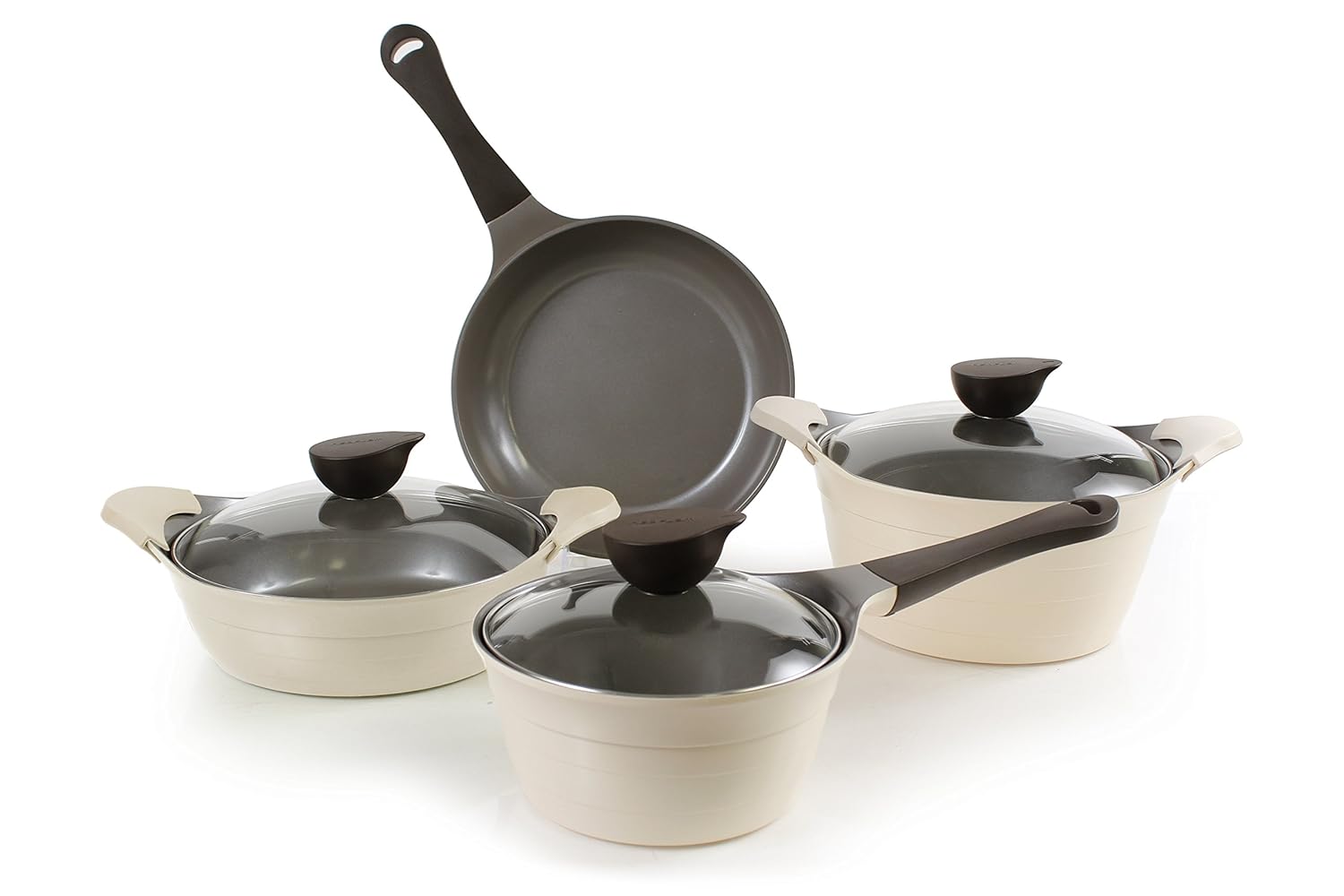 Neoflam Eela 7 Piece Ceramic Nonstick Cookware Set in Ivory