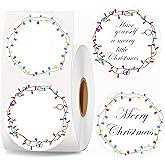 Christmas Direct Thermal Labels 500Pcs Winter Bulbs Label Stickers 2 Inch Xmas New Year Thermal Label Printer Decals for Winter Holiday Party Business