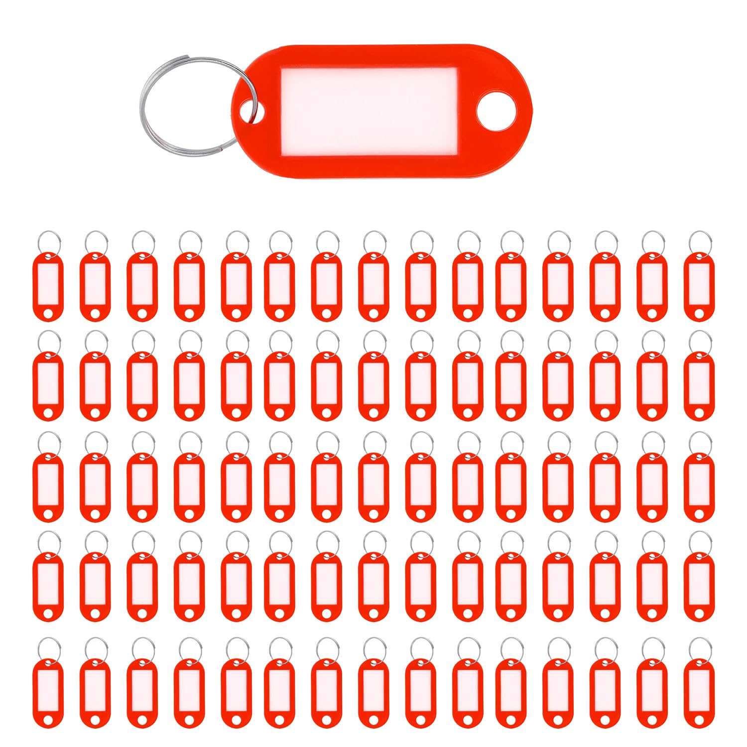 Westcott Key Tags 100 Pieces | 100 Pack of Robust Tags for Labelling Keys with Exchangeable Labels | with Metal Ring and in The Color red | E-10651 00