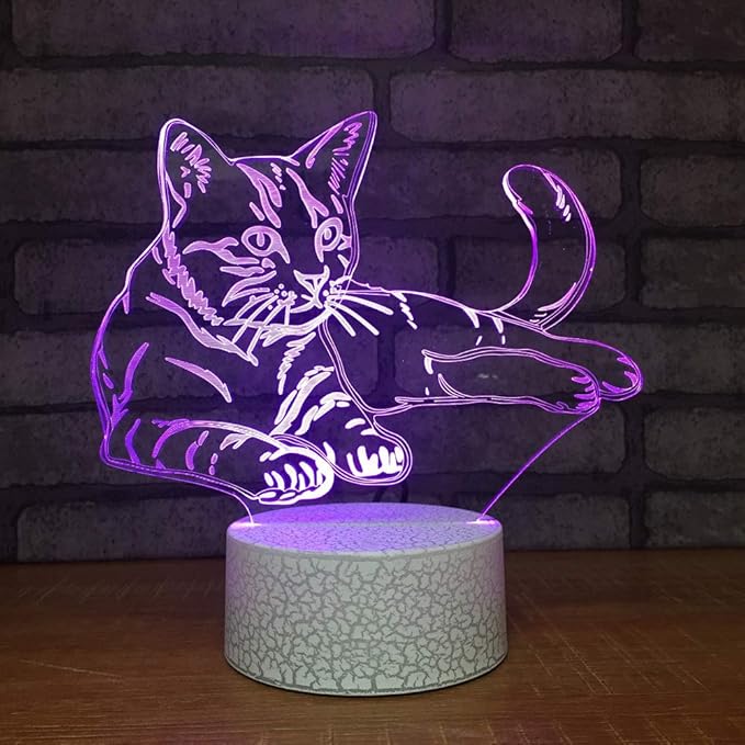 Jinson Well 3D Katzen Lampe LED - 16 Farben, Optische Illusion, USB