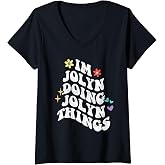 Womens Retro Groovy Im Jolyn Doing Jolyn Things Funny Mother's Day V-Neck T-Shirt