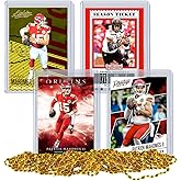 Patrick Mahomes Football Card Bundle, Set of 4 Assorted Kansas City Chiefs and Texas Tech Red Raiders Mint Football Cards Gift Set of MVP Quarterback Patrick Mahomes, Protected by Sleeve and Toploader