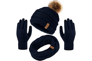 Hicdaw Womens Winter Hats Gloves Scarf Set Winter Hats for Women Beanie Hat Circle Loop Scarf Glove
