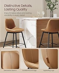 VASAGLE Bar Stools Set of 2, Counter Height Bar