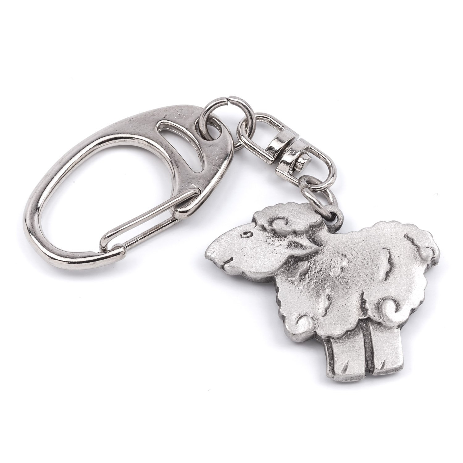 Sheep solid pewter keyring, UK design on sturdy push keyfob, 3cm x 2.5cm