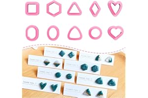 Keoker Polymer Clay Cutters - Geometric Clay Cutters, Polymer Clay Cutters for Earrings Jewelry Making, 10 Shapes Regular Clay Earrings Cutters