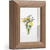 LUREMADE 2x3 Mini Picture Frames - Small Wallet Size Picture Frames for Desk & Tabletop, Brown Wooden Standing Tiny Frame with Clear Plexiglass, Farmhouse Style