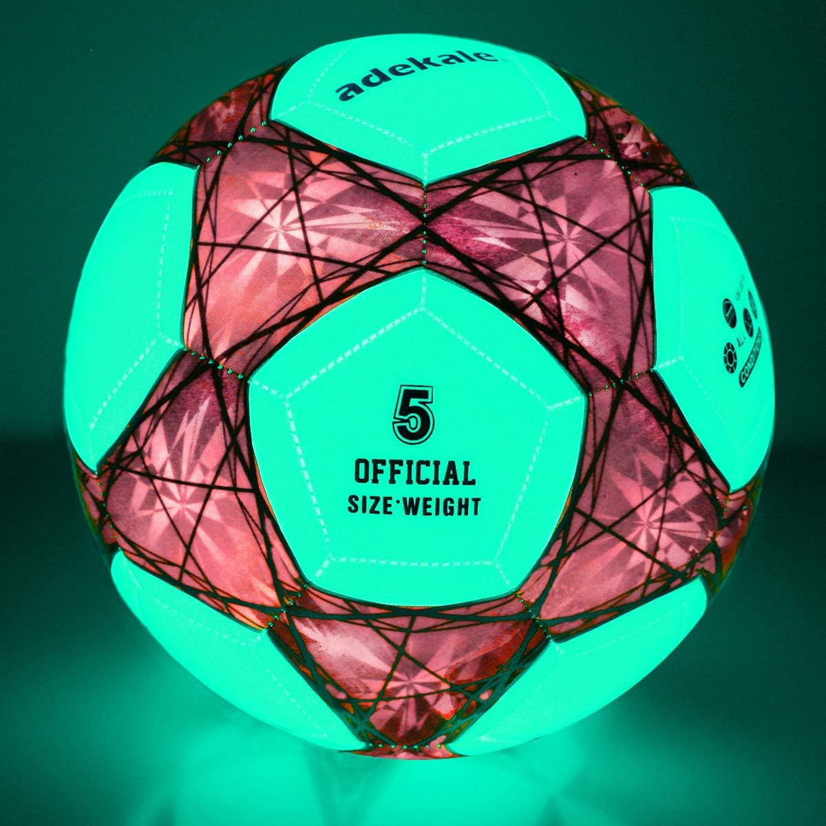 Amazon Com Sunsea Glow In The Dark Size 5 Soccer Ball Light Up Star Soccer Ball Official Size And Weight Ball Red Green Sports Outdoors