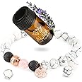 Lava Rock Beaded Diffuser Bracelet for Women with Lavender Essential Oil, 18K Gold-Plated Charm Soothing Crystal Beads Boho Stretch Bracelet for Aromatherapy, Birthday and Valentine’s Day Gift for Her