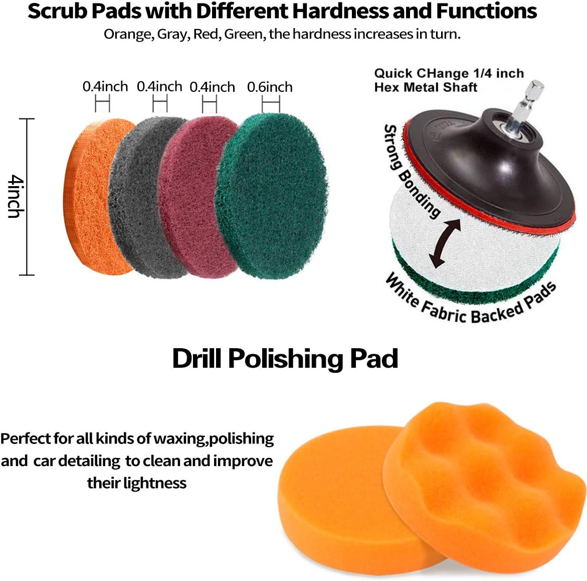 23 Piece Drill Brush Attachment Set, JUSONEY Power Scrubber Drill Brush Kit, Scrub Brush With Extend Long Attachment, Scrubing Pads Cleaning Kit For Tile Sealants, Bathtub, Sinks, Floor, Wheel, Carpet: Kitchen & Dining