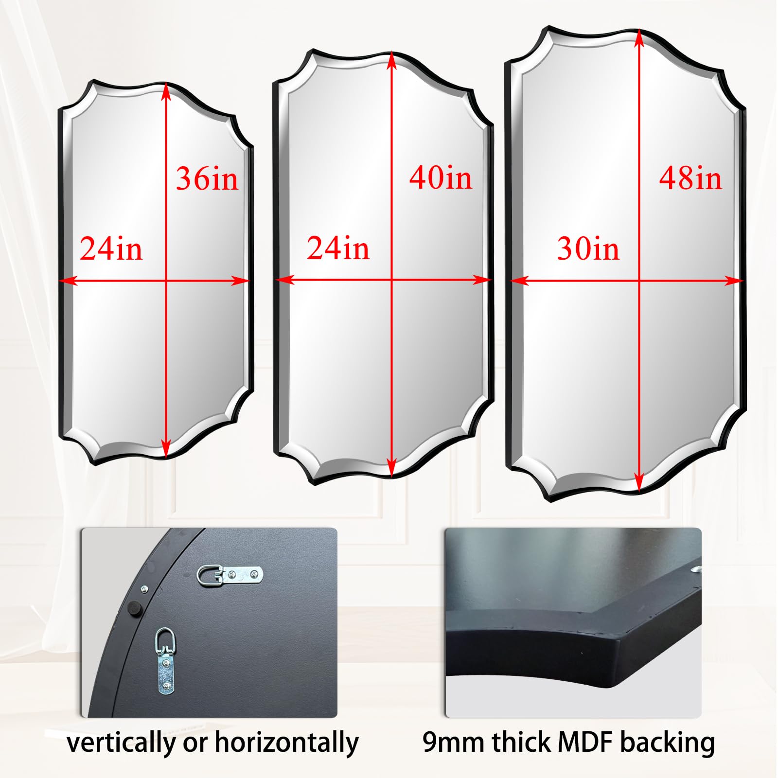 POZINO Scalloped Beveled Mirror, 30