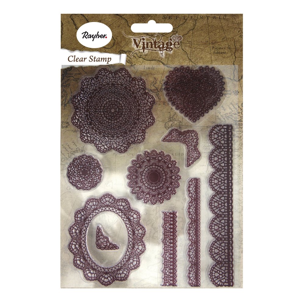 RAYHER Vintage Lace Silicon Stamps, 1-9 cm