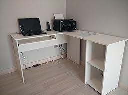 Songmics Escritorio de la Computadora Blanco Mesa de Ordenador Moderna