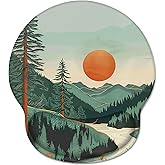 Hancynir Ergonomic Mouse Pad Wrist Support, Sunset Mountain Mouse Pads with Wrist Rest, Computer Mousepad for Desk with Non-Slip Base, Comfortable Mouse Pad for Work Accessories Office Supplies Decor