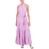 DKNY Women's Linen Tiered Sleeveless Maxi Dress, Coral Crush, X-Small at  Amazon Women's Clothing store
