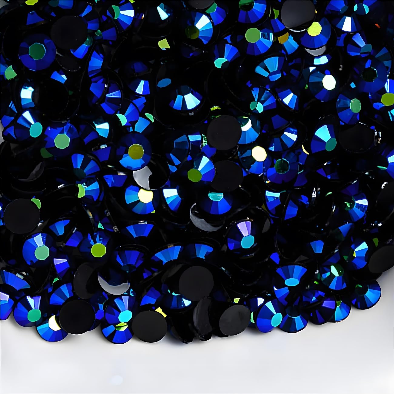 Photo 1 of Flatback Rhinestones Round Gems for Nails Art and Crafts 4000Pcs SS12 3mm AB Crystals Glitter Stone DIY Bags Clothes Shoes (Black Sapphire AB)
