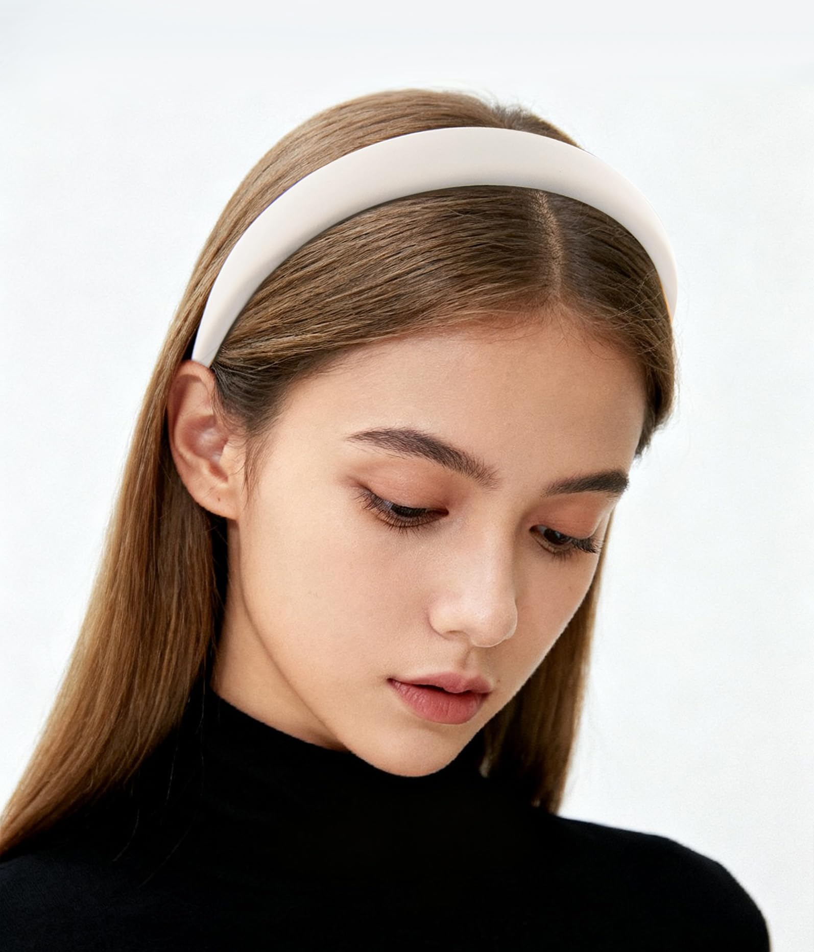 axy Headband with Fabric Padded Candy Colours – Beautiful Women's Headband Hair Accessories Hair Band HRK7 (Cream White) — image 1