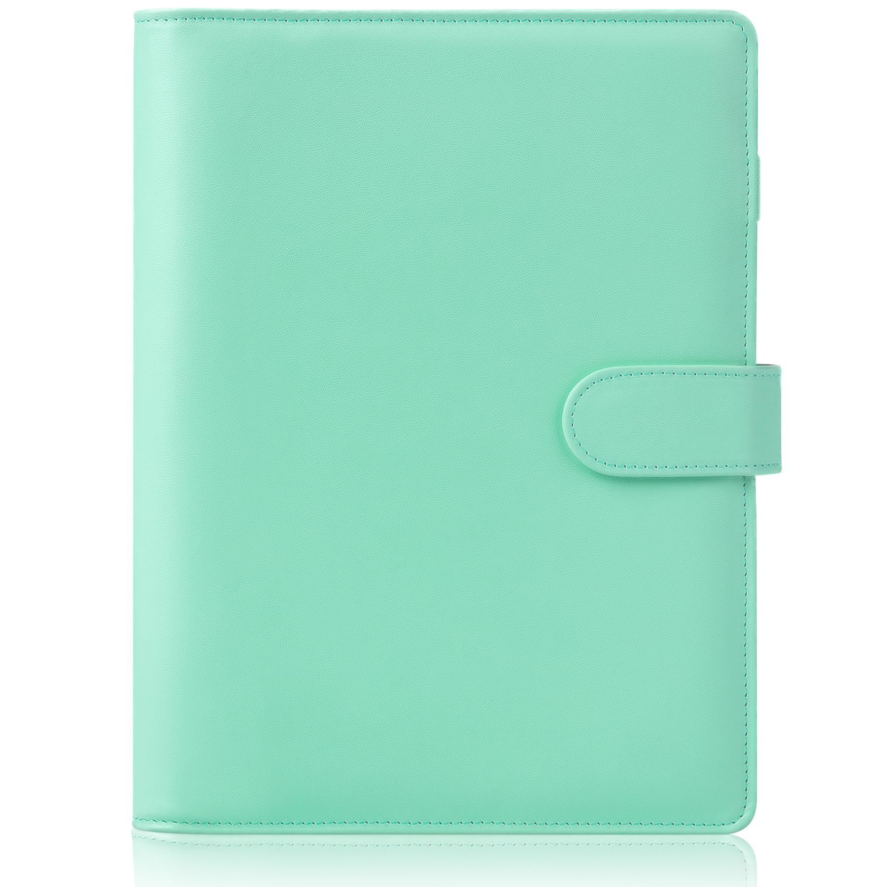 HAUTOCO PU Leather A5 Ring Binder Cover Refillable 6 Ring Budget Binder Notebook Organiser for A5 Refill Paper Insert for Office, School, and Travel, Light Green — image 1