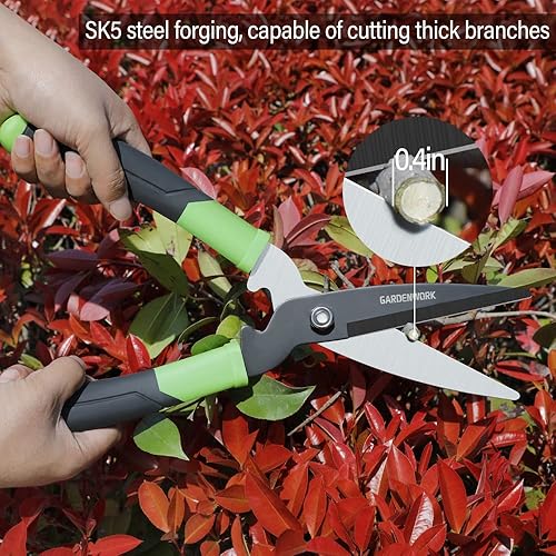 Garden Hedge Shears - 20.5" Trimming Shears With Wood Handle For Borders & Bushes