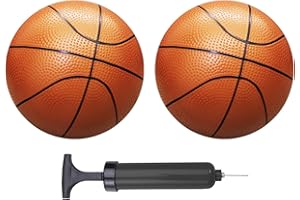 ABAJI Mini Basketballs Brown 2 Pack 5" Set with Pump Needle Durable Material for Mini Hoop 3+ Years Toddlers Kids Teenagers for Pool Indoors Outdoors