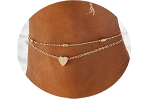 Kyerlyn Tiny Initial Heart Anklet 18K Gold Plated Dainty Personalized Letter Heart Charm Anklet Layered Cute Beaded Handmade Carved Alphabet A-Z Layer Anklet Summer Beach Gift for Her