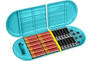 Linkidea Battery Storage Case With Tester, Portable Organizer for 12 AA, 12 AAA, Flat Batteries, Single Layer Storage Box (Bl
