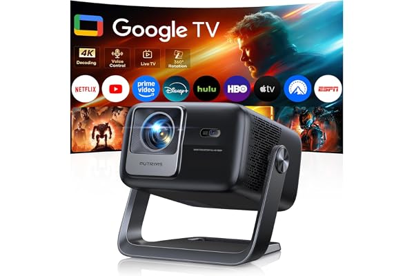 Smart 4K Projector [Google TV Stick Built-in & 360° Stand] with WiFi 6, Bluetooth 5.3, HDR10, 30W Hi-Fi, AI Auto Focus, Outdoor Portable Short Throw Movie Projector for Home Theater Bedroom Ceiling