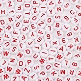 600pcs Acrylic Letter Beads Alphabet Red Letters White Round Bead, 4x7mm, for Friendship Bracelets and Gifts Souvenir Jewelry Making