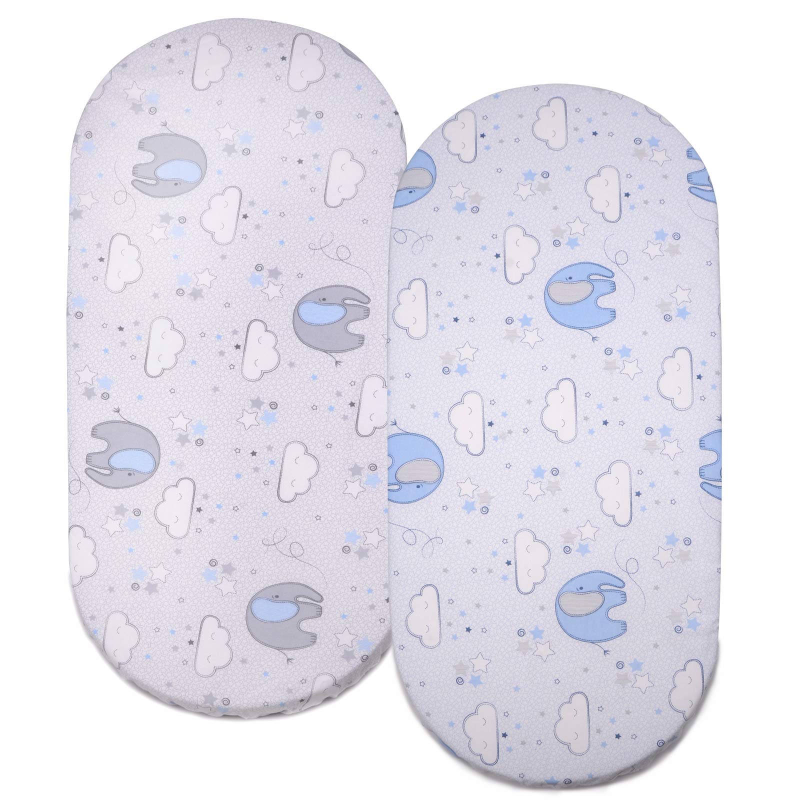 PEKITAS Pack of 2 Adjustable Fitted Sheets 75 x 33 cm 72 x 33 cm Trolley Made in Spain