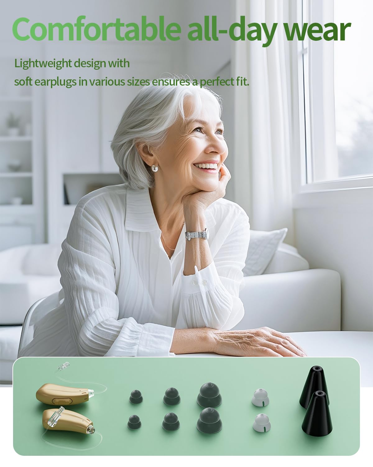 Hearing Aids for Seniors&Adults SIAIME OTC Rechargeable Digital BTE Not Hearing Amplifiers with Intelligent Noise Reduction Volume Control Comfort Design Portable (L+R)