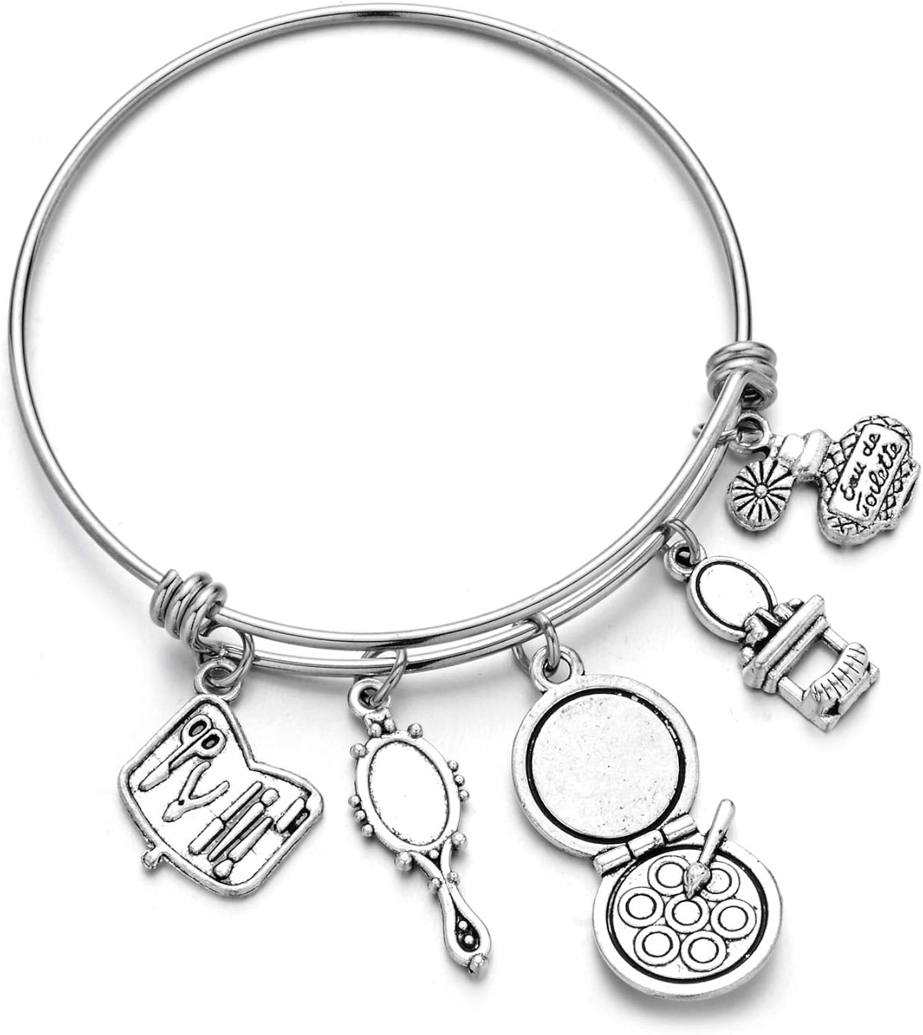 Cosmetician Makeup Artist Gift Charm Bangle Cosmetics Themed Adjustable Bracelet Beauty Salon Gift
