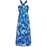 GRACE KARIN 2025 Women's Criss Cross Halterneck Sleeveless Summer Floral Print Flowy A Line Maxi Dress