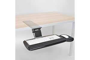Mount-It! Under Desk Keyboard Tray, Adjustable Keyboard and Mouse Drawer Platform with Ergonomic Wrist Rest Pad, 17.25" Track