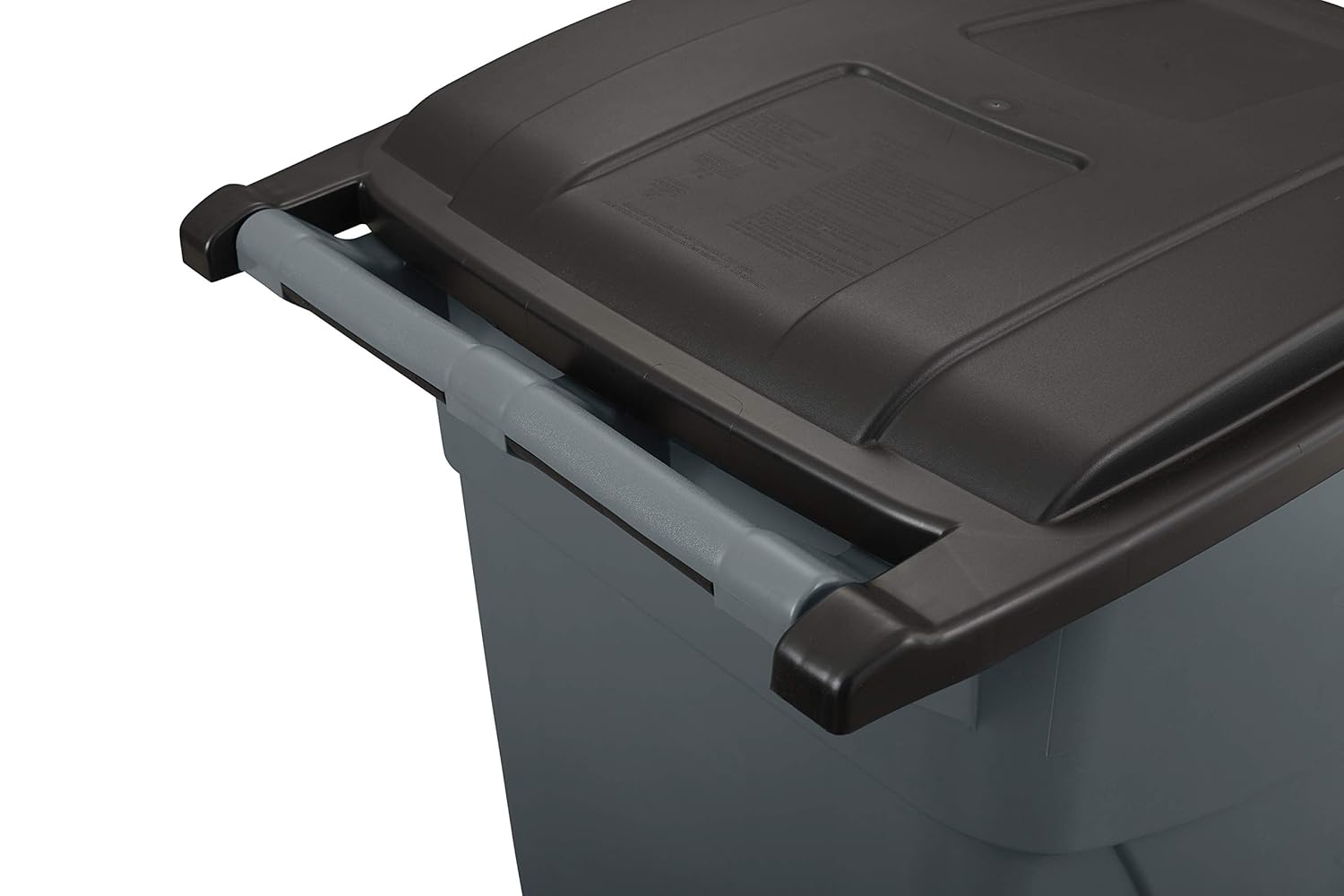 Rubbermaid Commercial Products FG9W2700GRAY Brute Rollout Heavy-Duty Wheeled Trash/Garbage Can, 50-Gallon, Gray: Waste Bins: Industrial & Scientific