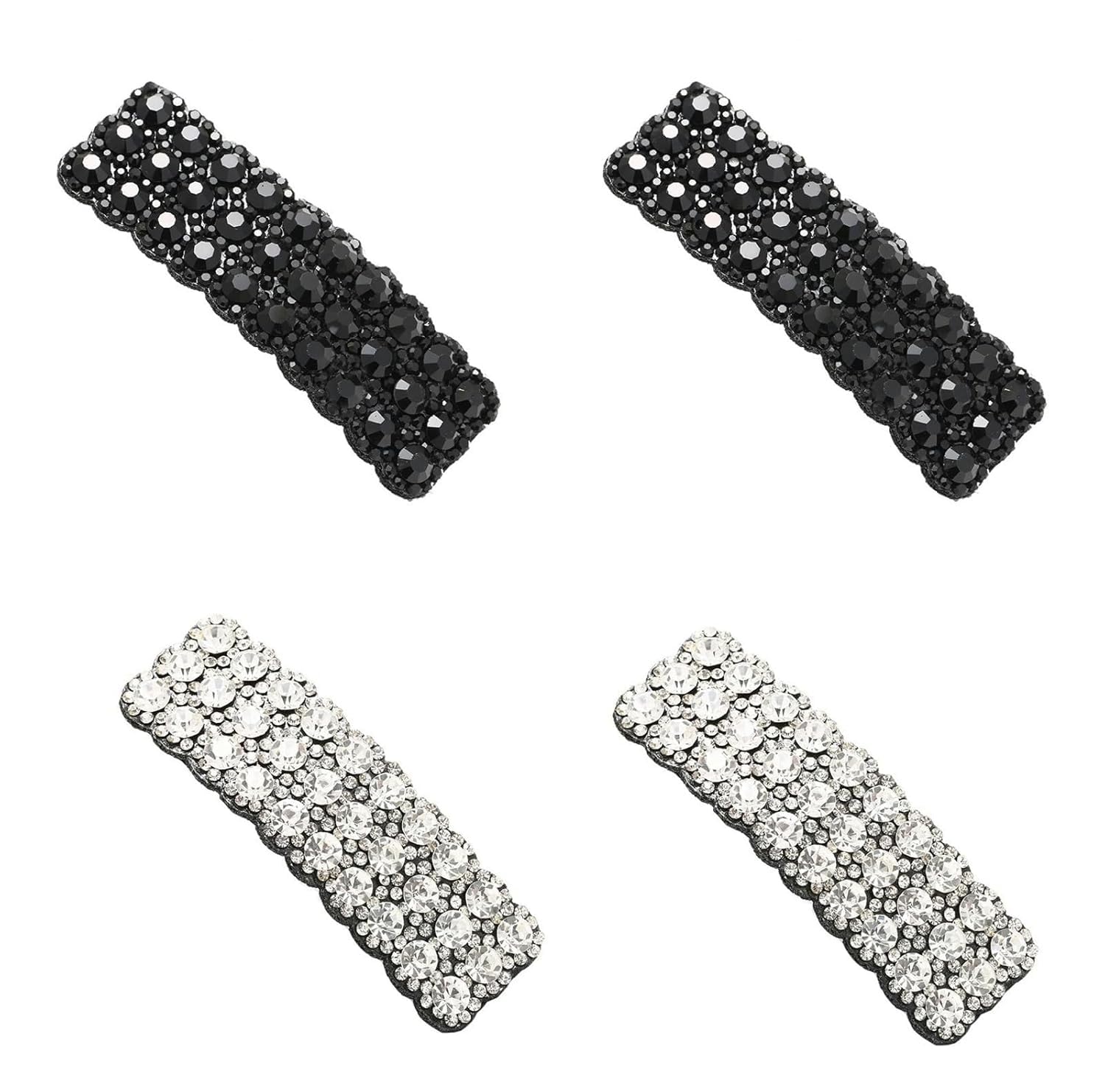 LNYMZD 4 Pack Black Women Hair Clips with Rhinestones Shiny Rectangle Korean Hair Clips Hair Accessories for Party Wedding Daily Girl 4 Pack