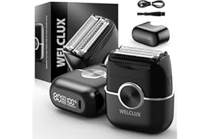 Welclux Electric Foil Shavers for Men: Advanced Mini Electric Razor with 4 Floating Blades & Large LED Display - 2 Adjustable Speeds - IPX7 Waterproof - USB Type C